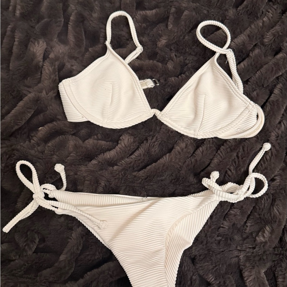 Billabong Ivory Ribbed Triangle Bikini Set